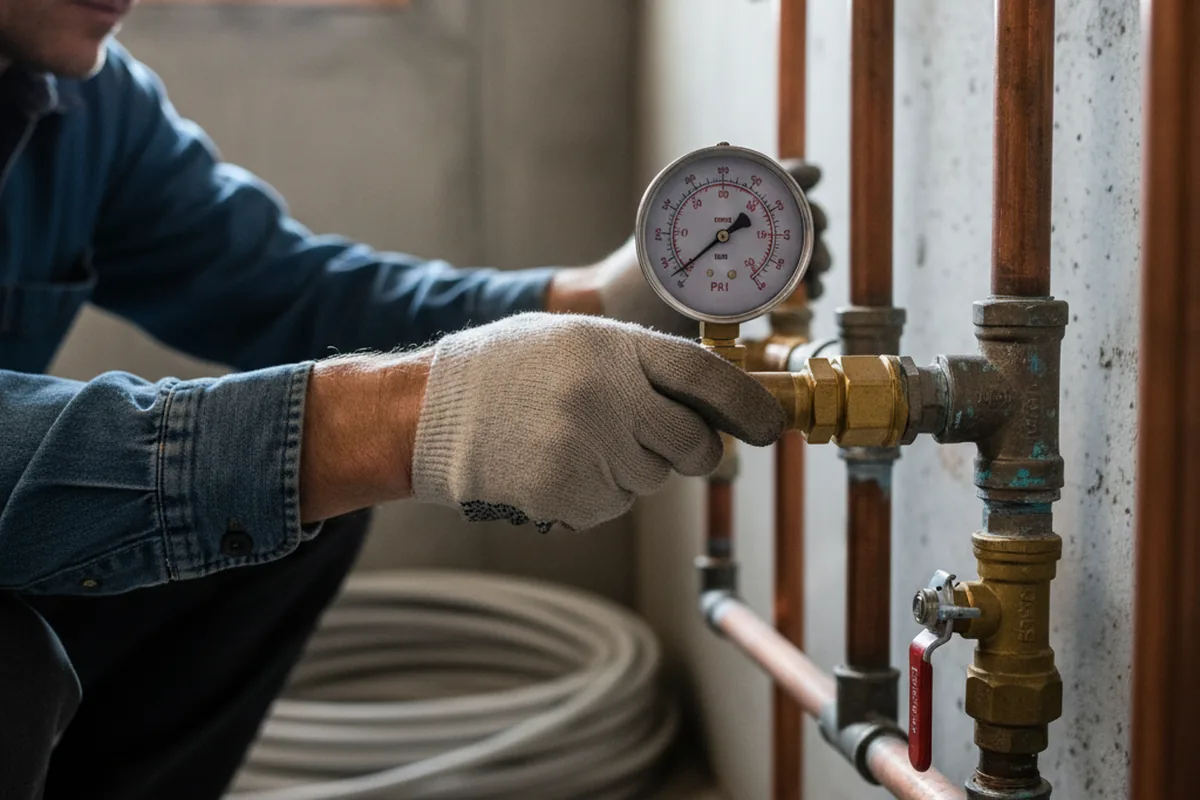 Pressure testing a repaired line during Water Line Repair in Salyersville